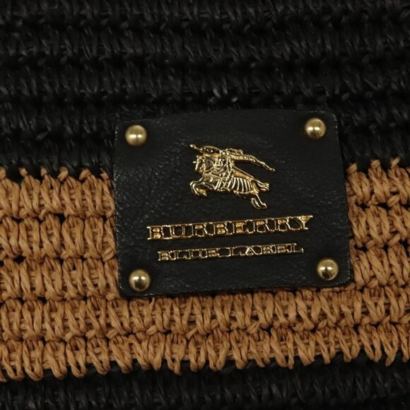 BURBERRY Blue Label Tote Bag Straw Gold Black Auth 132307 - Picture 14 of 16